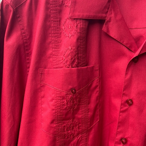 Cubavera Red Casual Button Down Shirt Short Sleeve - Picture 4 of 6